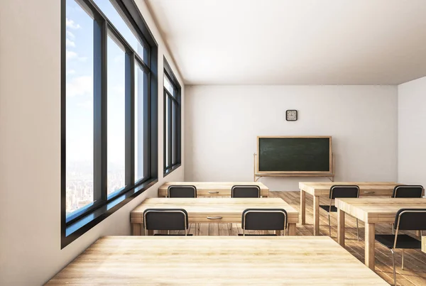 Contemporary wooden classroom — Stock Photo, Image