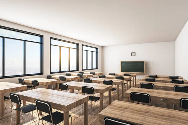 Sala de aula de madeira limpa — Fotografia de Stock