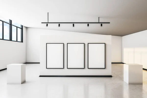 Modern white gallery with poster — Stock Photo, Image