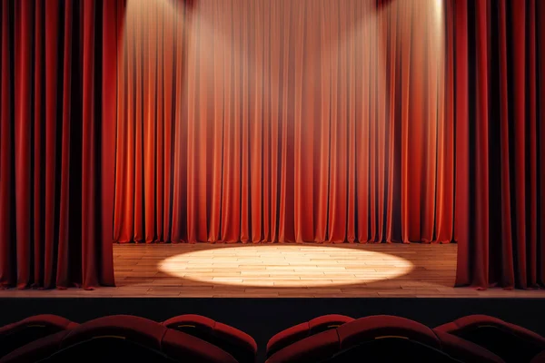 Cortinas de teatro com luz spot — Fotografia de Stock