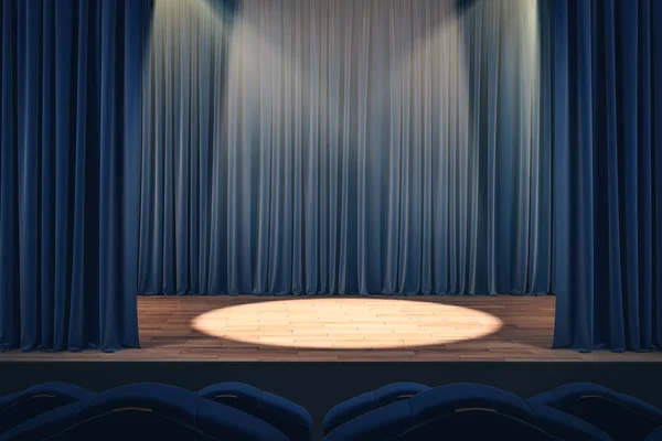 Cortinas de teatro con luz puntual — Foto de Stock