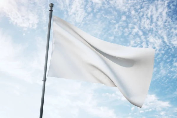 Gökyüzünde boş beyaz bayrak — Stok fotoğraf