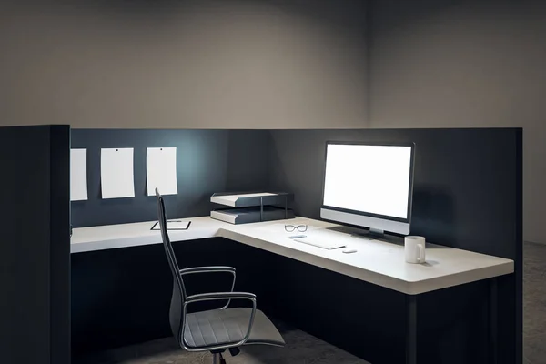 Modern office with empty computer — Stock Photo, Image