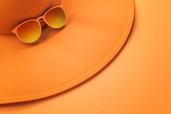 Pomerančový klobouk a brýle — Stock fotografie