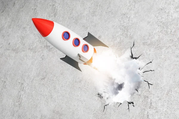 Raketenstart auf Betongrund — Stockfoto