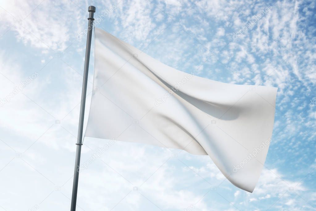 Empty white flag in sky 