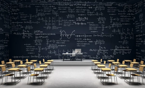 Aula moderna con fórmulas matemáticas —  Fotos de Stock