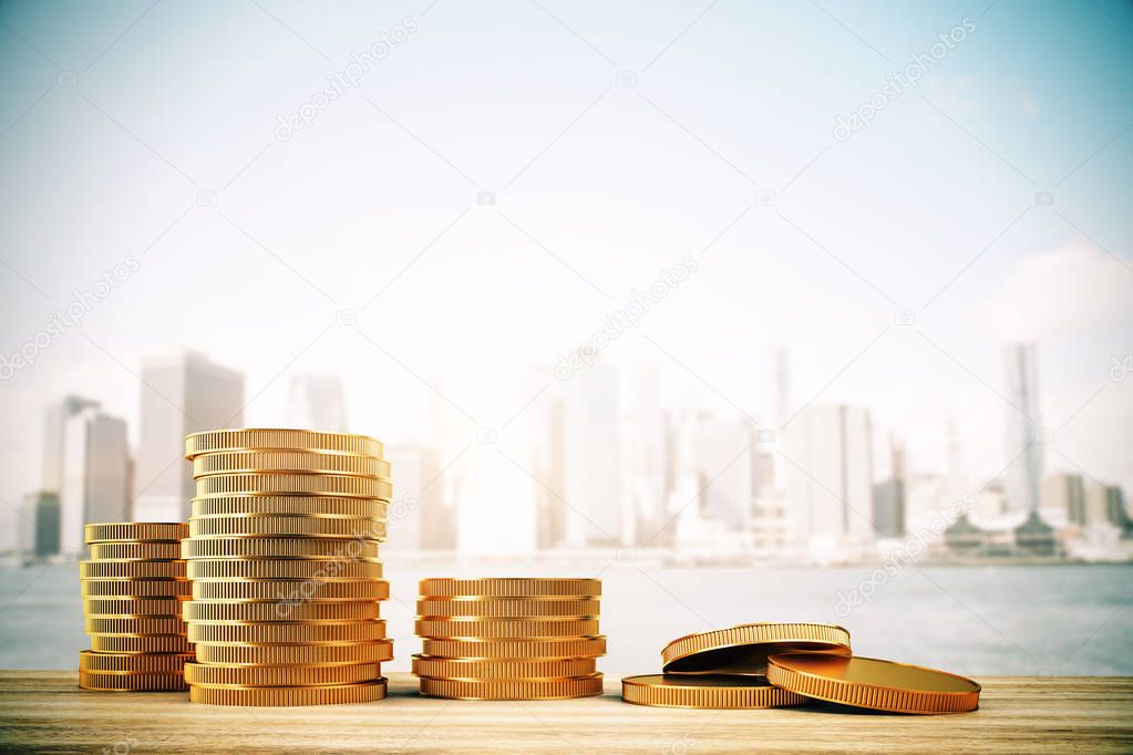 Golden coin piles 