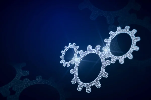 Glowing blue cogwheels — Stock Photo, Image