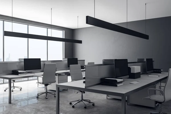 Gray Coworking kontor interiör — Stockfoto