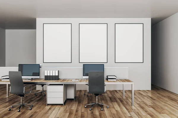 Modernes Büro mit leerem Poster — Stockfoto