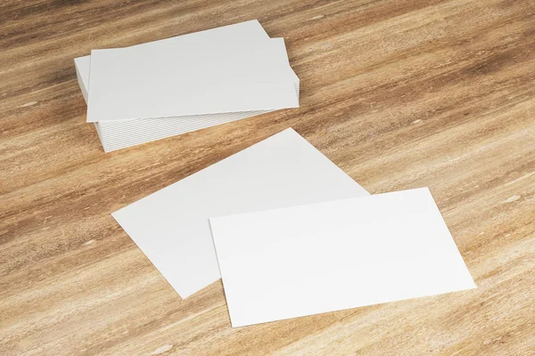 Closeup of empty card on wooden table — Stock Photo, Image