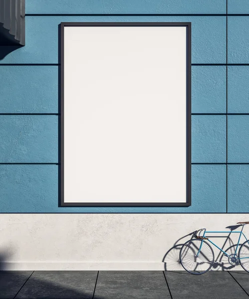 バナー付き空の青い壁 — ストック写真