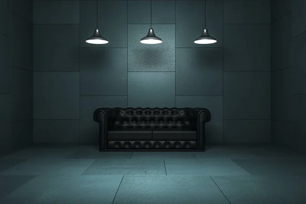 Dark interior with couch — Stock Photo, Image