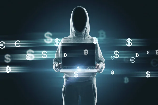Hacker with money signs