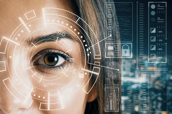 Concepto biométrico con ojo de mujer — Foto de Stock