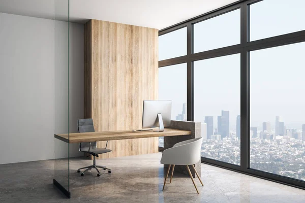 Big light modern loft style office in skyscraper. — Stock Photo, Image