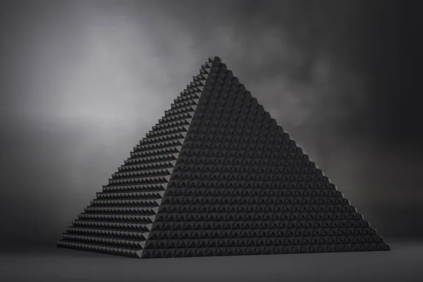 烟熏背景上的抽象黑色金字塔 — 图库照片