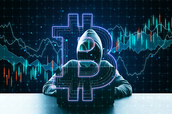Cryptocurrency concept with no face hacker