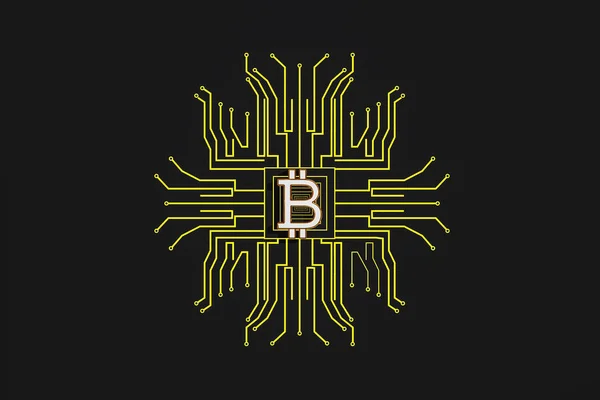 Анотація Bitcoin на фоні ланцюга — стокове фото