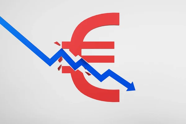 Abstraktní šipka prolomí euro — Stock fotografie