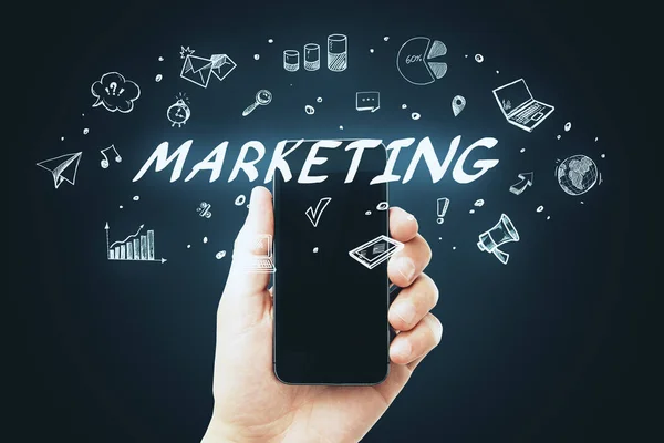 Smartphone con boceto de marketing —  Fotos de Stock