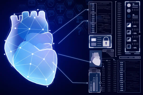 Tvůrčí pozadí rozhraní s modrým srdcem — Stock fotografie