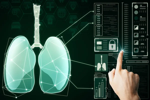 Interfaccia verde medica polmoni sfondo — Foto Stock