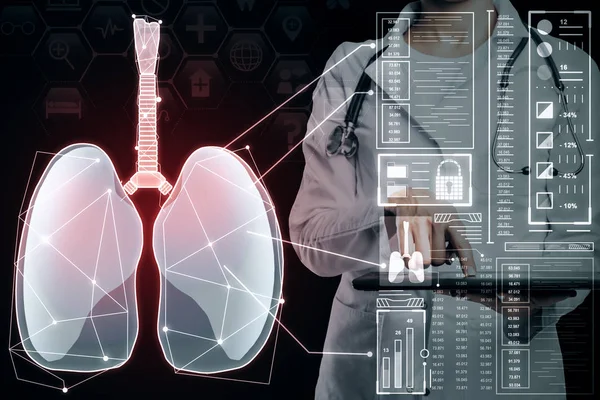 Médico rojo pulmones interfaz fondo — Foto de Stock