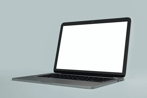 Zbliżenie pustego białego ekranu laptopa — Zdjęcie stockowe