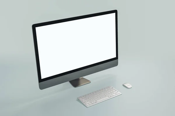 Zbliżenie pustego białego monitora komputerowego — Zdjęcie stockowe