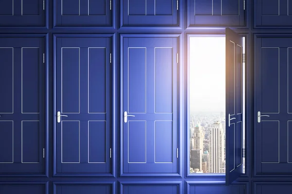 Moderna blå dörrar till framgång — Stockfoto
