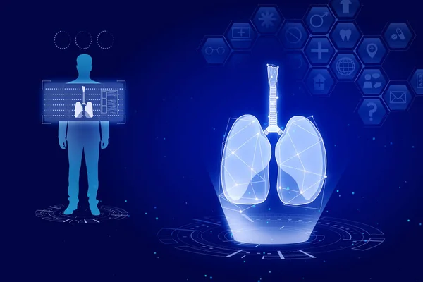 Médico azul pulmones interfaz fondo —  Fotos de Stock