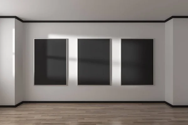 Galería vacía interior con banner — Foto de Stock