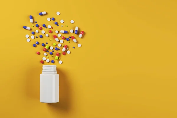 Criativa derramado pílulas fundo — Fotografia de Stock