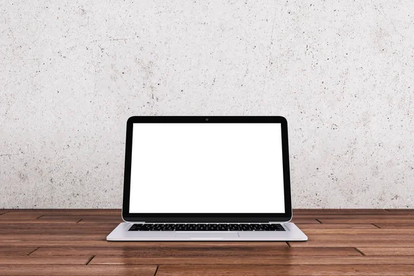 Lege witte laptop op zwarte achtergrond — Stockfoto