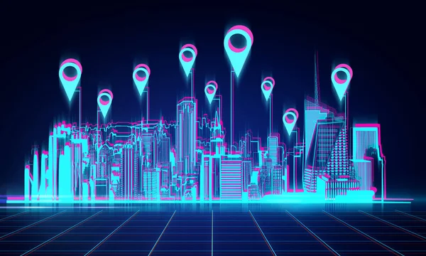 Digital night city wallpaper