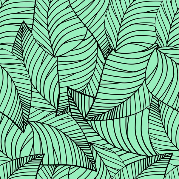 Poster persegi mulus dengan pola daun abstrak di latar belakang hijau muda . — Stok Foto