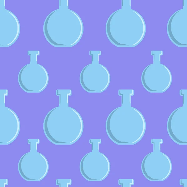 Cartaz sem costura conceito moderno com padrão de garrafas azuis no fundo lilás . — Fotografia de Stock