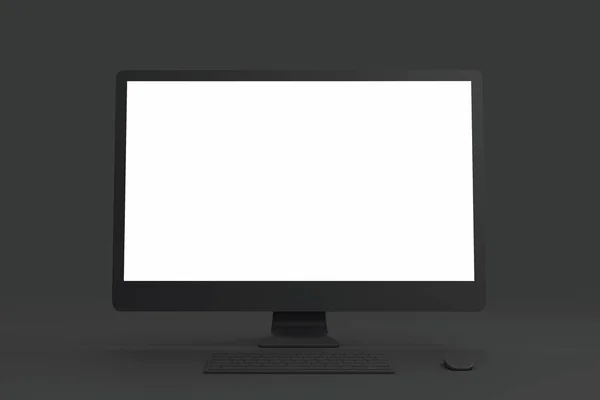 All Black minimal concept met blank wit mock up scherm van zwarte single materiaal computer. — Stockfoto