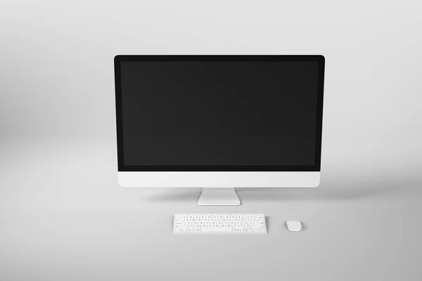 Front View på blank svart modern Monitor av vit dator på abstrakt ljus bakgrund. — Stockfoto