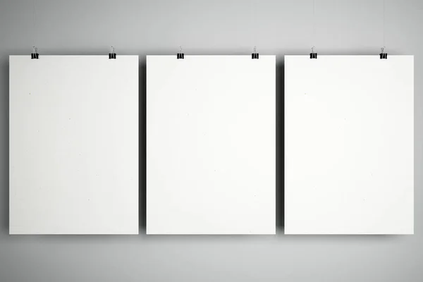 Blank white mock up minimalistic cardboard notebooks with stationery clips at light background. — Stock Photo, Image