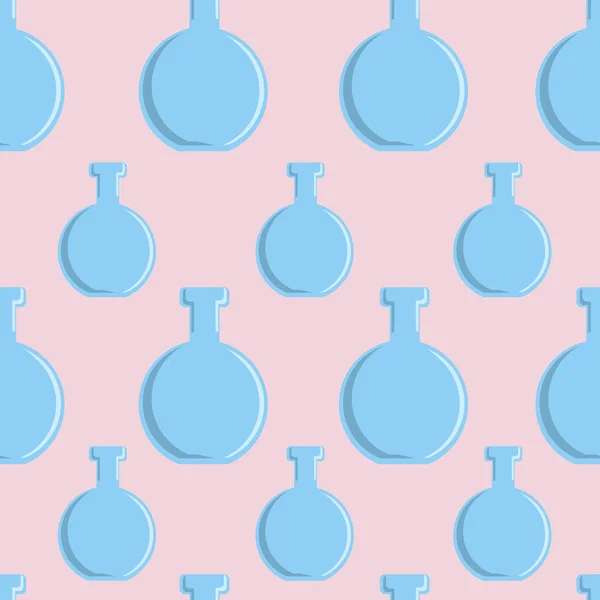 Conceito moderno cartaz sem costura com padrão de garrafas azuis no fundo rosa claro . — Fotografia de Stock