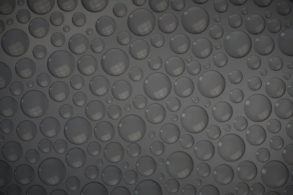 Абстрактні краплі дощу з відображенням на сірому фоні . — стокове фото