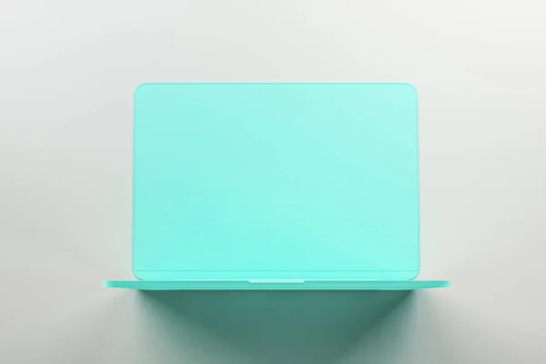 Concepto mínimo con una sola pieza de material portátil de color turquesa en fondo de luz abstracta . — Foto de Stock