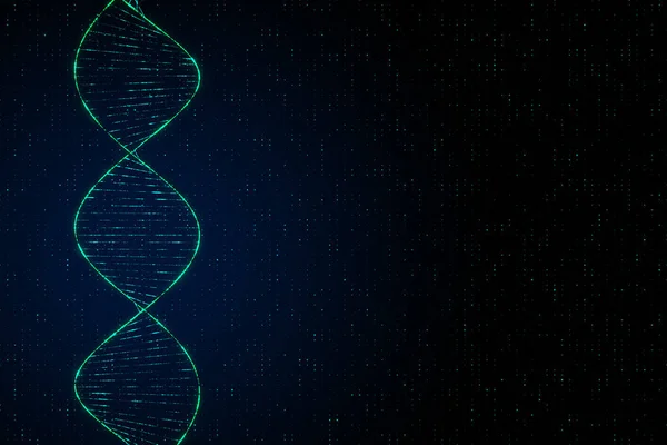 Genetics concept with digital dna spiral and abstract technology background for copyspace.