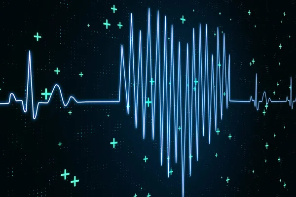 Elettrocardiogramma e concetto di salute con modello cardiaco digitale da ictus ECG . — Foto Stock