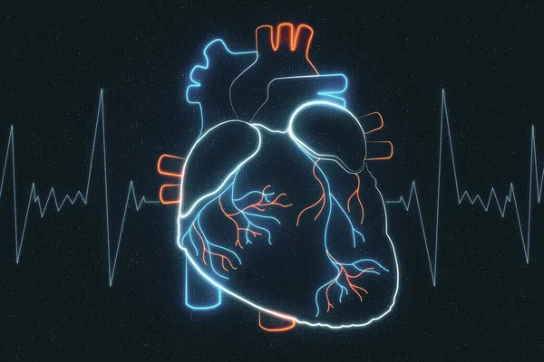 Elektrokardiogramm und Herzanalysekonzept mit digitalem Hologramm — Stockfoto