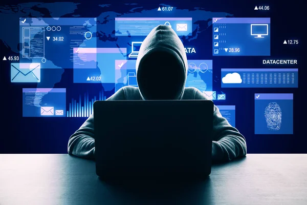 İş arayüzü ile Hacker — Stok fotoğraf