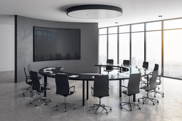 Concrete meeting room interior — Stock Photo, Image